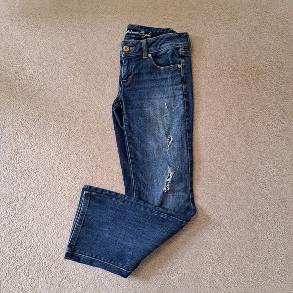 American Eagle Jeans Women's 8 Blue Slim Boot Distressed Denim - Picture 13 of 13